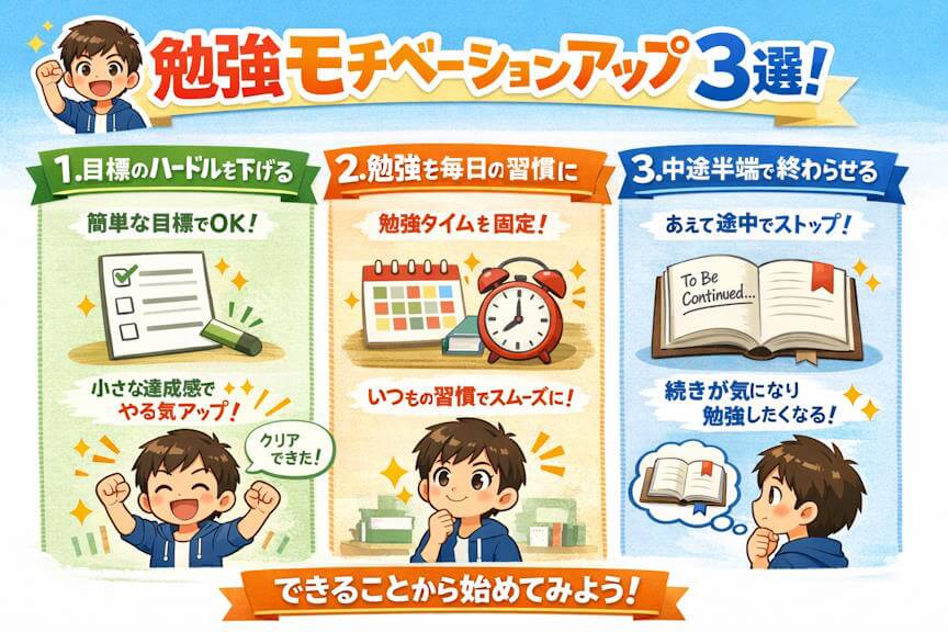 勉強モチベーションアップ3選！